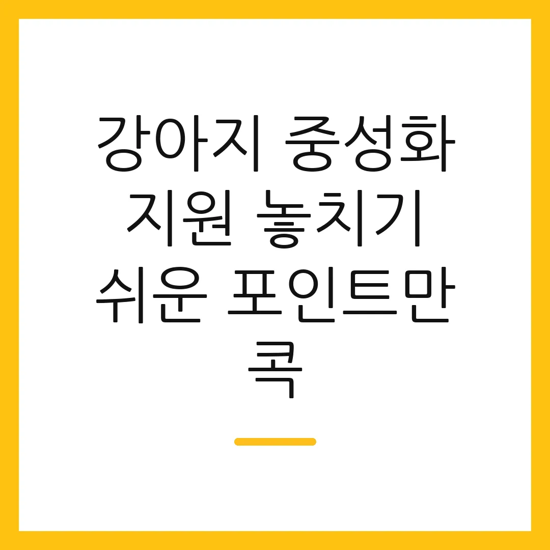 강아지 중성화 지원 놓치기 쉬운 포인트만 콕