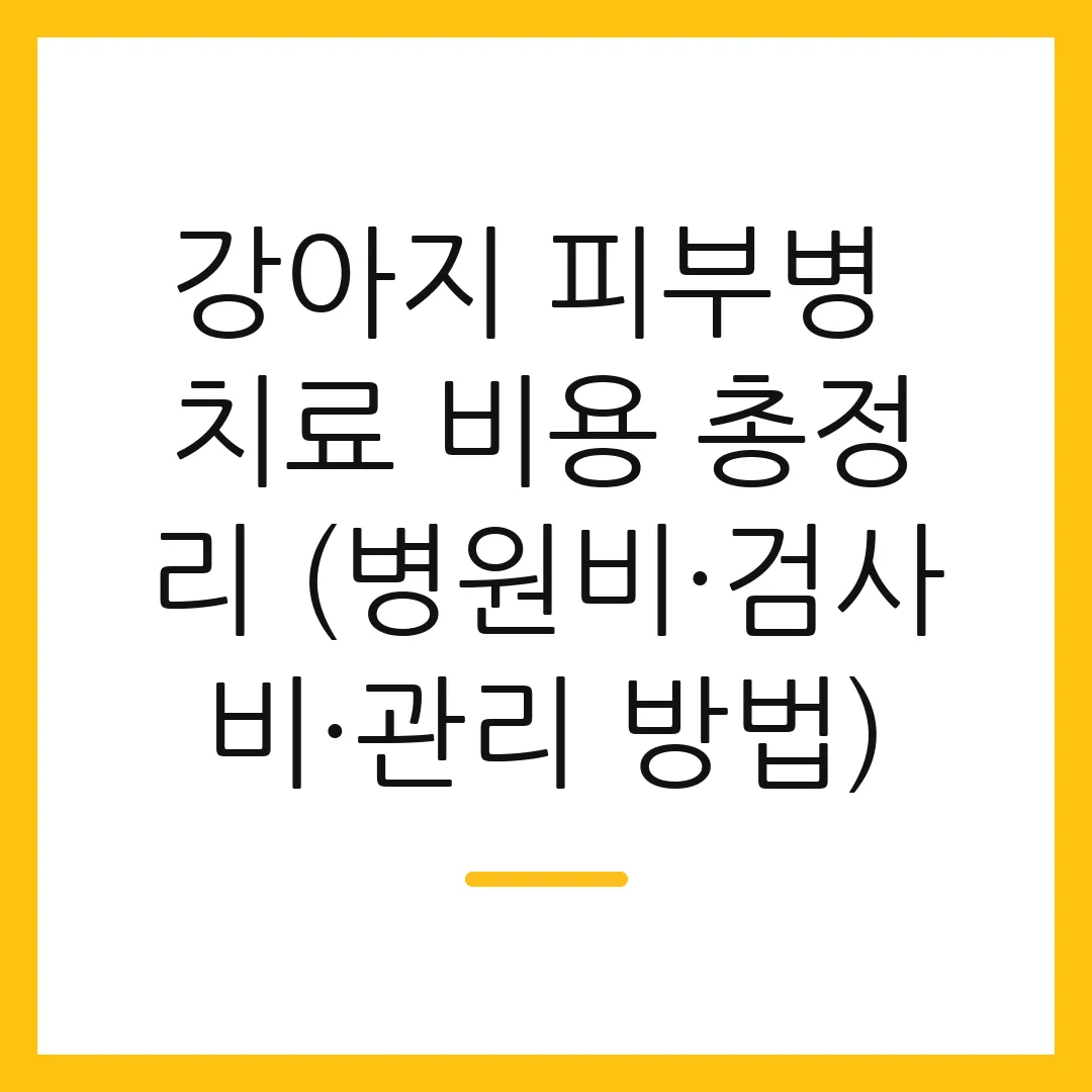 강아지 피부병 치료 비용 총정리 (병원비·검사비·관리 방법)