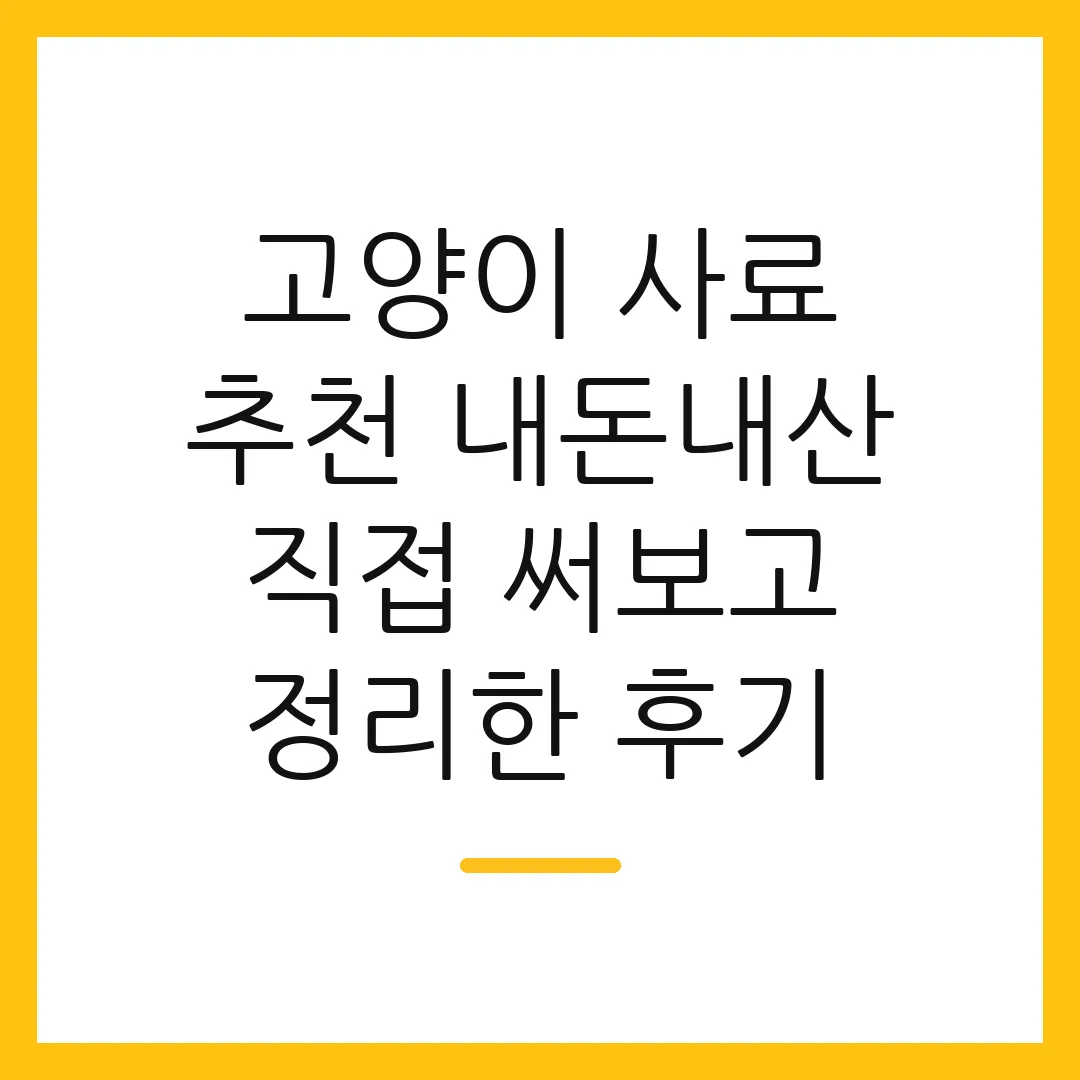 고양이 사료 추천 내돈내산 직접 써보고 정리한 후기